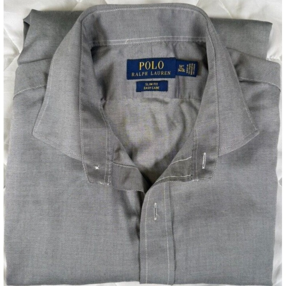 Polo Ralph‎ Lauren Mens Slim Fit Easy Care Button Down Shirt Grey 16.5 32/33
